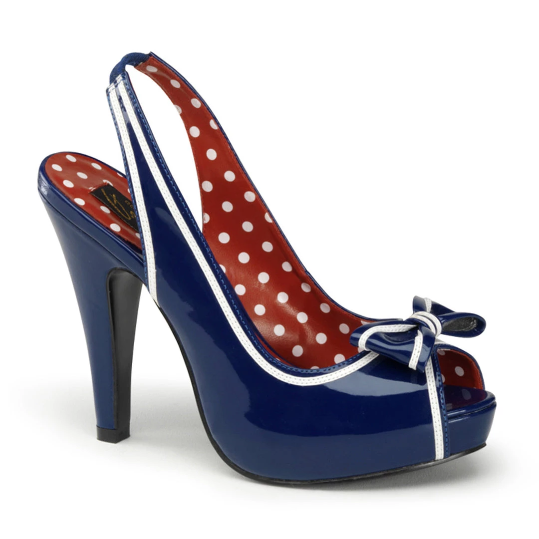 Pleaser Direct Bettie 05 Blue And White Peep Toe High Heels Platform Shoes 1 Pleaser Direct Bettie 05 Blue And White Peep Toe High Heels Platform Shoes