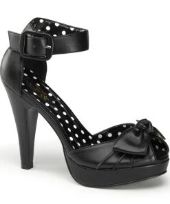 Pleaser Direct Bettie 07 Black Faux Leather High Heels Platform Shoes