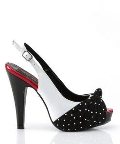 Pleaser Direct Bettie 09 Black And White High Heels Platform Shoes
