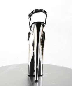 Pleaser Direct Beyond 009 Black Patent And Silver Chrome Platforms Larger Size Shoes