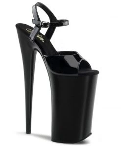 Pleaser Direct Beyond 009 Black Patent Platform Heels Larger Size Shoes
