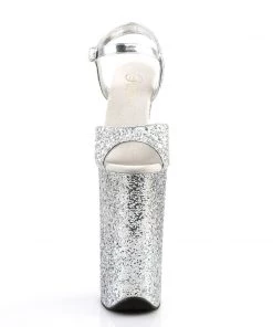 Pleaser Direct Beyond 010LG Silver Glitter Platforms