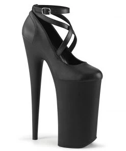 Pleaser Direct Beyond 087 Black Matte Strappy Platforms