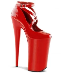 Pleaser Direct Larger Size Shoes Beyond 087 Red Patent Strappy Platforms