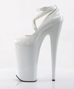 Pleaser Direct Larger Size Shoes Beyond 087 White Patent Strappy Platforms