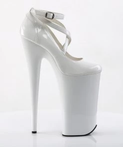 Pleaser Direct Larger Size Shoes Beyond 087 White Patent Strappy Platforms