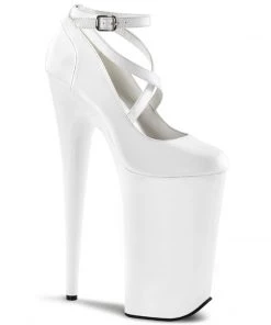 Pleaser Direct Larger Size Shoes Beyond 087 White Patent Strappy Platforms