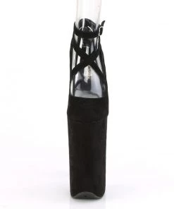 Pleaser Direct Beyond 087FS Black Faux Suede Strappy Platforms