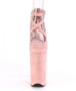 Pleaser Direct Beyond 087FS Baby Pink Faux Suede Strappy Platforms