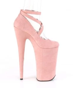 Pleaser Direct Beyond 087FS Baby Pink Faux Suede Strappy Platforms