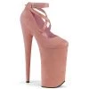 Pleaser Direct Beyond 087FS Baby Pink Faux Suede Strappy Platforms