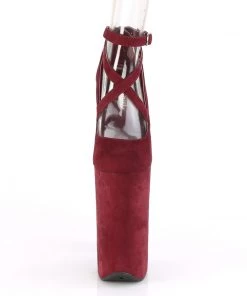Pleaser Direct Beyond 087FS Burgundy Faux Suede Strappy Platforms