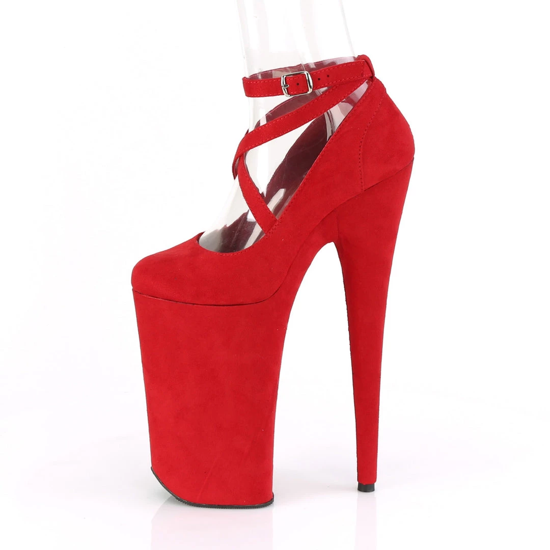 Pleaser Direct Beyond 087FS Red Faux Suede Strappy Platforms Larger Size Shoes 3 Pleaser Direct Beyond 087FS Red Faux Suede Strappy Platforms Larger Size Shoes