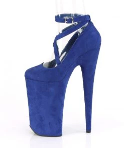 Pleaser Direct Beyond 087FS Blue Faux Suede Strappy Platforms Larger Size Shoes