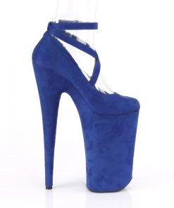 Pleaser Direct Beyond 087FS Blue Faux Suede Strappy Platforms Larger Size Shoes