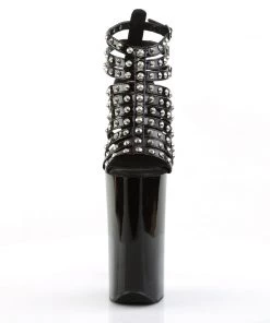 Pleaser Direct Larger Size Shoes Beyond 093 Black Patent Studded Platforms