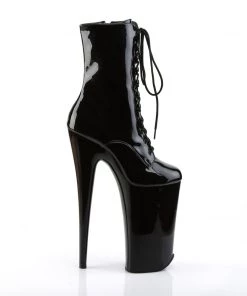 Pleaser Direct Larger Size Shoes Beyond 1020 Black Patent Ankle Boots