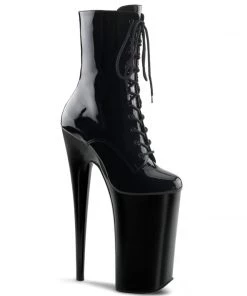Pleaser Direct Larger Size Shoes Beyond 1020 Black Patent Ankle Boots