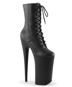 Pleaser Direct Larger Size Shoes Beyond 1020 Black Faux Leather Platform Ankle Boots