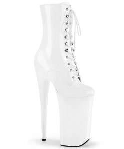Pleaser Direct Beyond 1020 White Patent Patent Ankle Boots