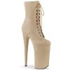Pleaser Direct Beyond 1020FS Beige Faux Suede Ankle Boots