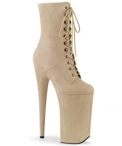 Pleaser Direct Beyond 1020FS Beige Faux Suede Ankle Boots