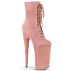 Pleaser Direct Larger Size Shoes Beyond 1020FS Pink Faux Suede Ankle Boots