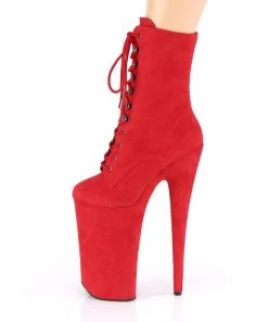 Pleaser Direct Beyond 1020FS Red Faux Suede Ankle Boots Larger Size Shoes