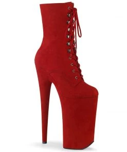 Pleaser Direct Beyond 1020FS Red Faux Suede Ankle Boots Larger Size Shoes