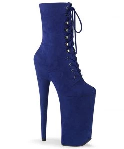 Pleaser Direct Larger Size Shoes Beyond 1020FS Royal Blue Faux Suede Ankle Boots