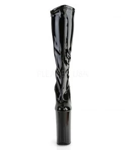 Pleaser Direct Larger Size Shoes Beyond 2000 Black Patent Knee High Boots