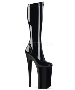 Pleaser Direct Larger Size Shoes Beyond 2000 Black Patent Knee High Boots