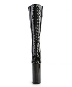 Pleaser Direct Beyond 2020 Black Patent Lace Up Knee High Boots
