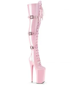 Pleaser Direct Beyond 3028 Pink Patent Thigh High Boots