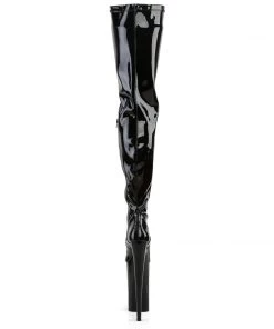 Pleaser Direct Beyond 4000 Black Patent Thigh High Boots Larger Size Shoes