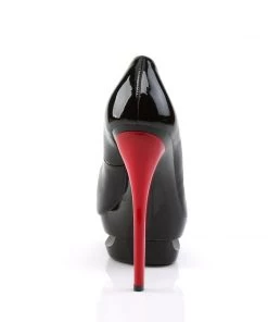 Pleaser Direct Platform Shoes Blondie 685 Black Patent And Red Platform Heels