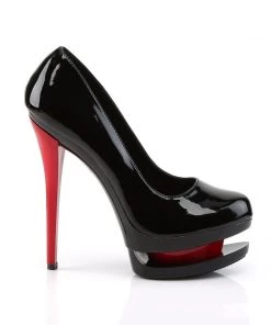 Pleaser Direct Platform Shoes Blondie 685 Black Patent And Red Platform Heels