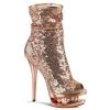 Pleaser Direct Blondie R-1008 Rose Gold Sequin Ankle Boots Platform Shoes