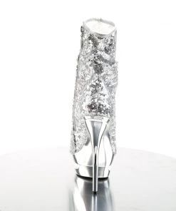 Pleaser Direct Platform Shoes Blondie R-1008 Silver Sequin Ankle Boots 8 Pleaser Direct Platform Shoes Blondie R-1008 Silver Sequin Ankle Boots