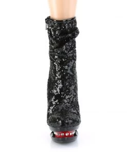 Pleaser Direct Blondie R-1009 Black & Red Platform Boots