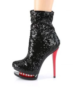 Pleaser Direct Blondie R-1009 Black & Red Platform Boots