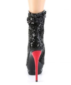 Pleaser Direct Blondie R-1009 Black & Red Platform Boots