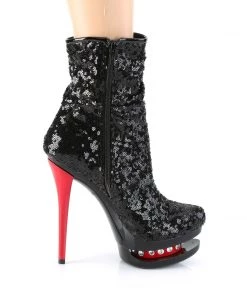 Pleaser Direct Blondie R-1009 Black & Red Platform Boots