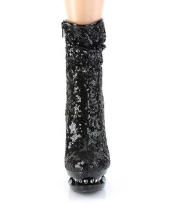 Pleaser Direct Glitter Shoes Blondie R-1009 Black Platform Boots