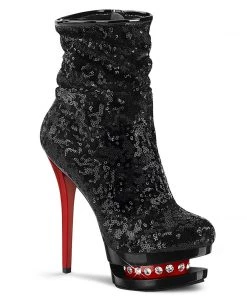 Pleaser Direct Blondie R-1009 Black & Red Platform Boots