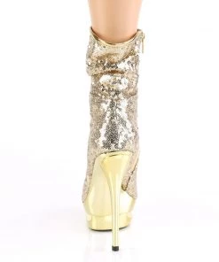 Pleaser Direct Blondie R-1009 Gold Platform Boots Glitter Shoes 8 Pleaser Direct Blondie R-1009 Gold Platform Boots Glitter Shoes