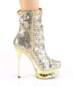 Pleaser Direct Blondie R-1009 Gold Platform Boots Glitter Shoes 9 Pleaser Direct Blondie R-1009 Gold Platform Boots Glitter Shoes