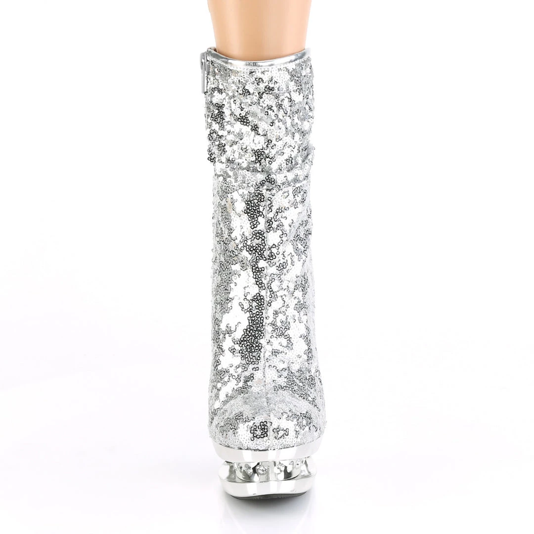 Pleaser Direct Blondie R-1009 Silver Platform Boots Glitter Shoes 2 Pleaser Direct Blondie R-1009 Silver Platform Boots Glitter Shoes