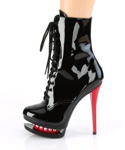 Pleaser Direct Platform Shoes Blondie R 1020 Black And Red Rhinestone Ankle Boots 7 Pleaser Direct Platform Shoes Blondie R 1020 Black And Red Rhinestone Ankle Boots