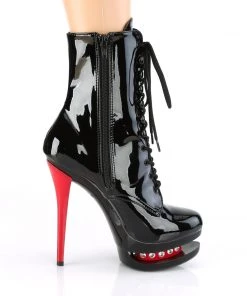 Pleaser Direct Platform Shoes Blondie R 1020 Black And Red Rhinestone Ankle Boots 9 Pleaser Direct Platform Shoes Blondie R 1020 Black And Red Rhinestone Ankle Boots